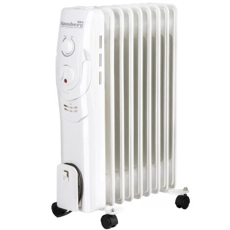 Calorifer electric Hausberg HB-8910AB, 2000 W, 9 elementi, 3 nivele de putere, termostat reglabil, A